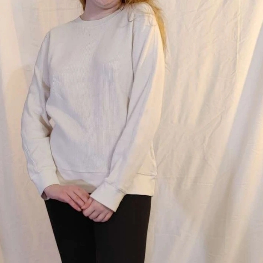 everlane • white waffle top